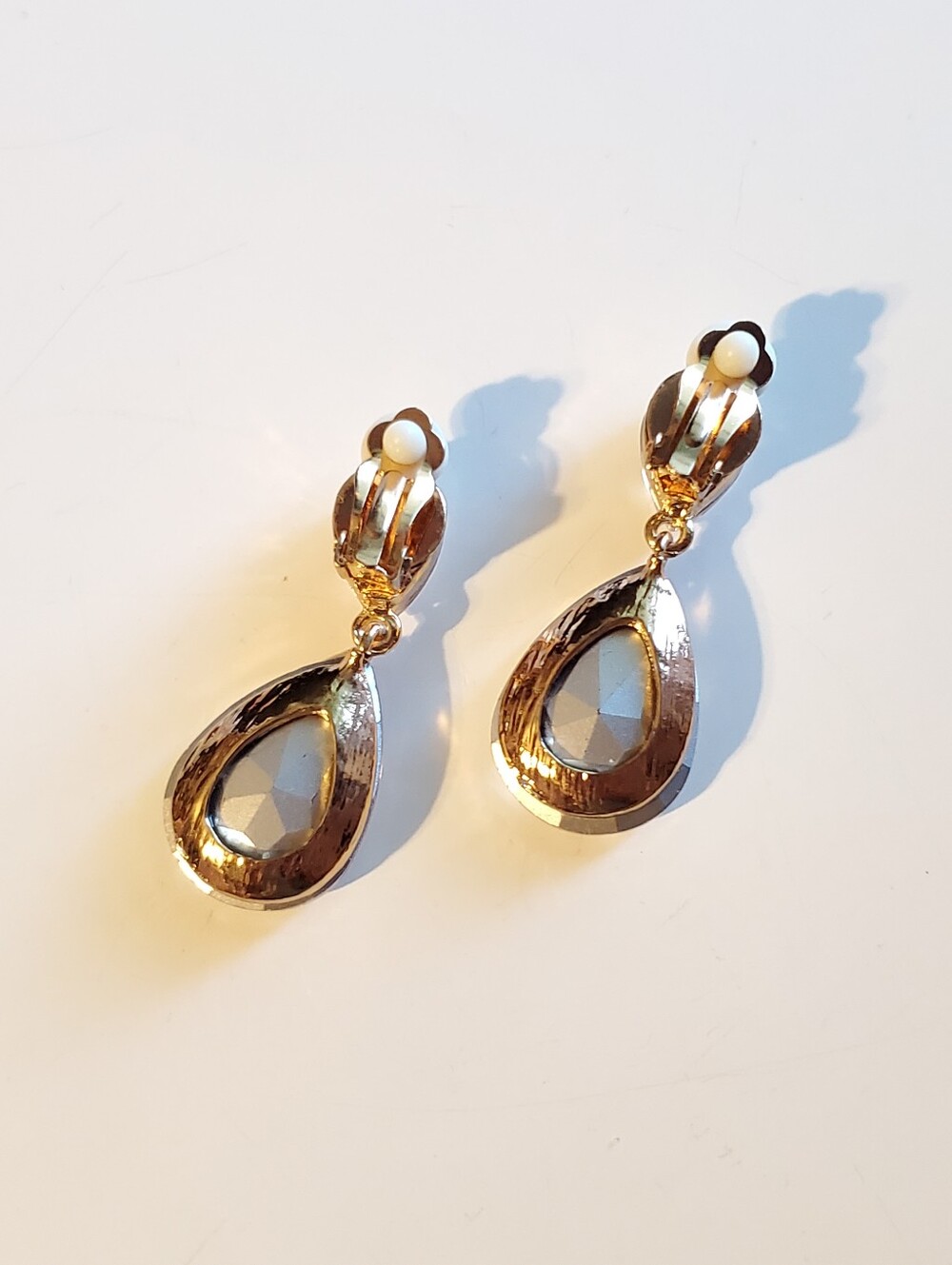 Clip-On Crystal Dangle Earrings - Picture 2 of 3